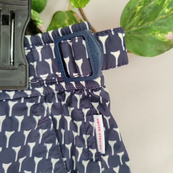 Orlebar Brown Navy and White Paterned Bulldog Swim Shorts - Picture 8 of 13